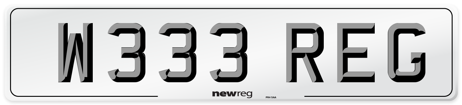 W333 REG Number Plate from New Reg